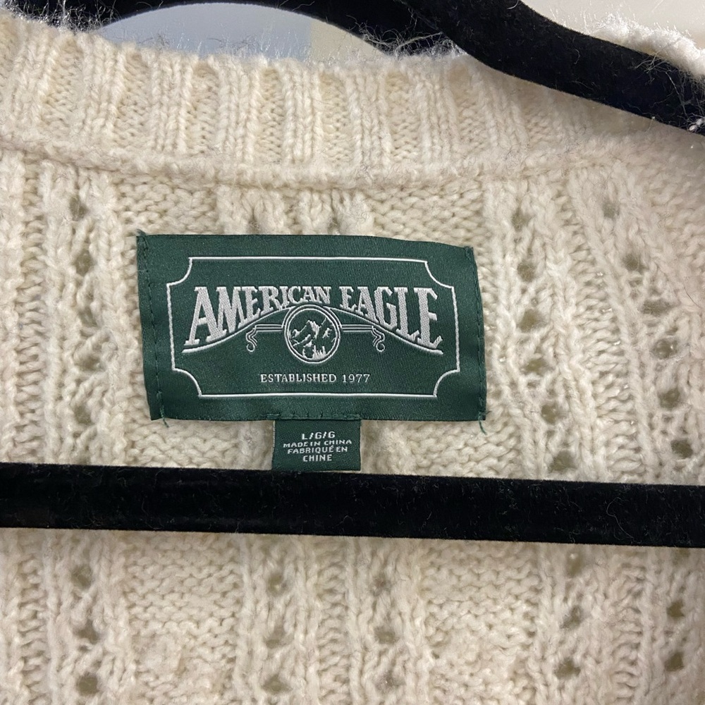 American Eagle Cropped Cable Button Up Sweater Ca… - image 4